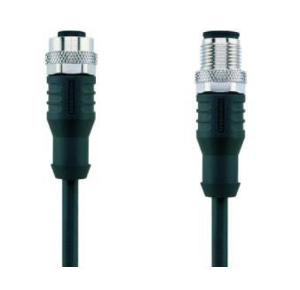 M12 母頭, 直型, M12 公頭, 直型, 傳感器執(zhí)行器 電纜, 4+PE針腳, A-編碼