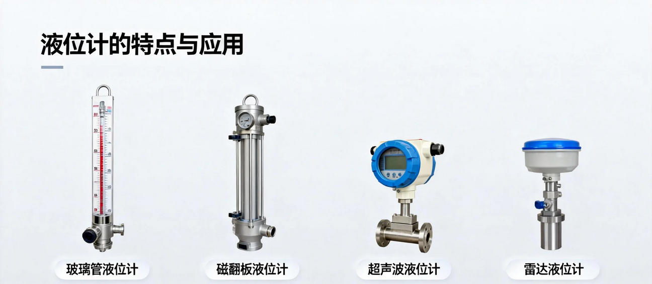玻璃管、玻璃板、磁翻板、磁性浮球、超声波、雷达液位计的特点与应用