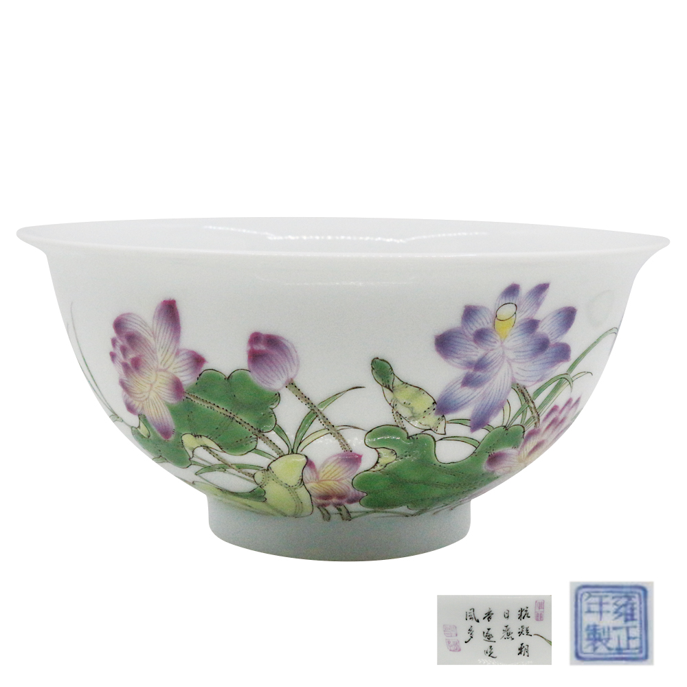 清雍正年制珐琅彩荷花碗