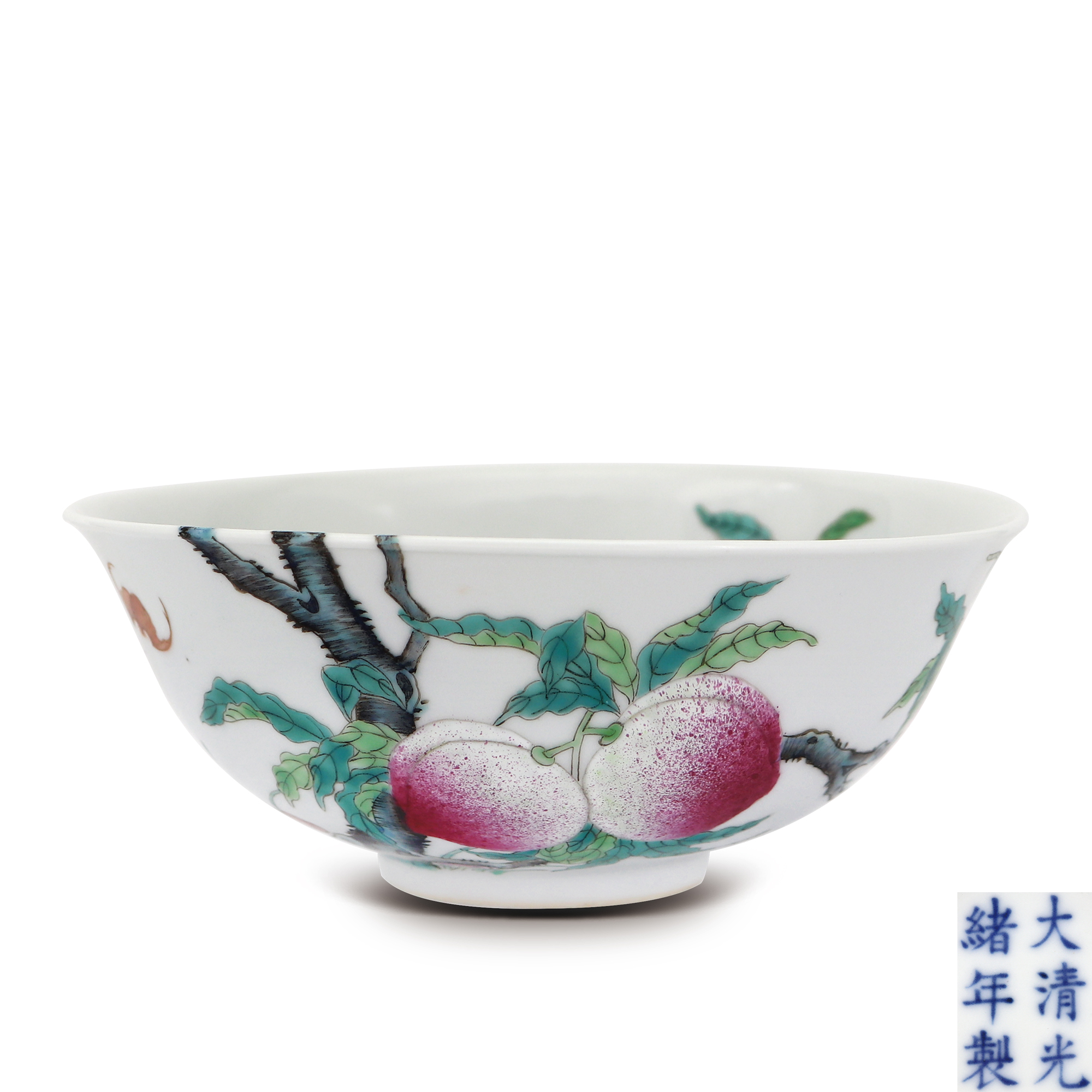 粉彩過枝九桃紋碗