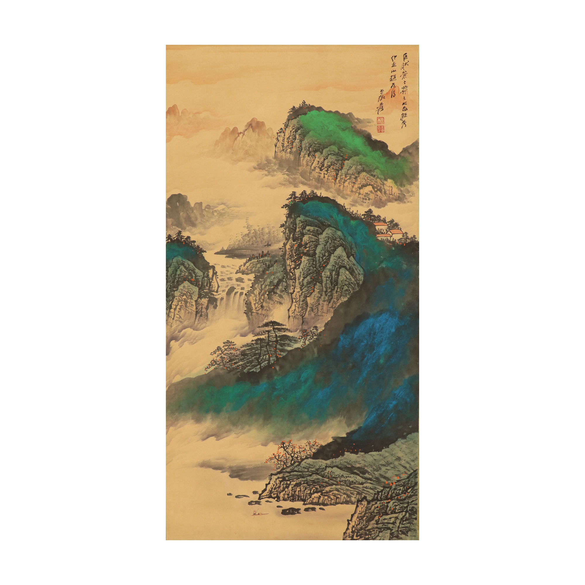 張大千潑彩山水畫