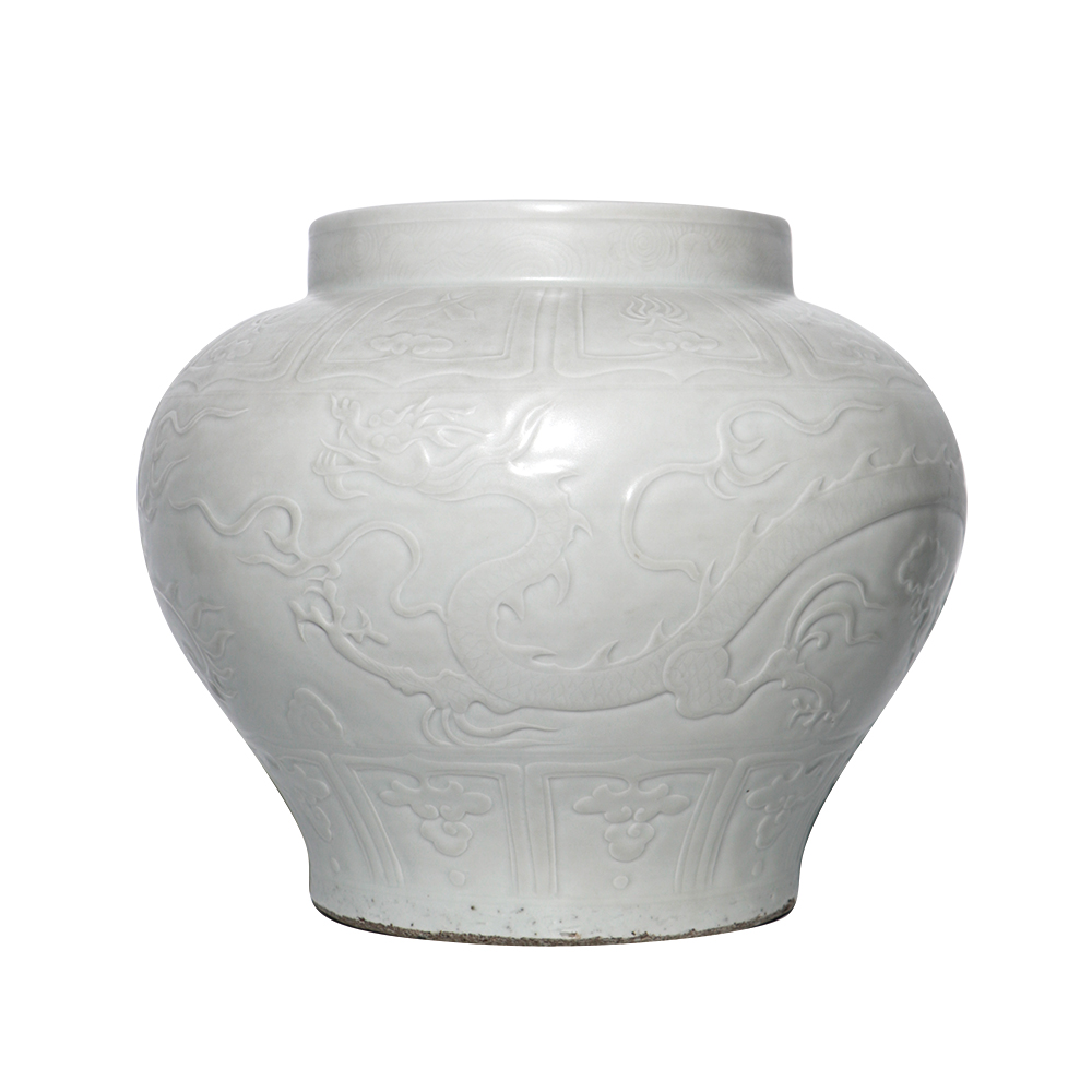 樞府釉浮雕龍紋大罐