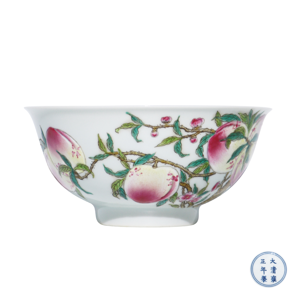 粉彩福壽九桃碗