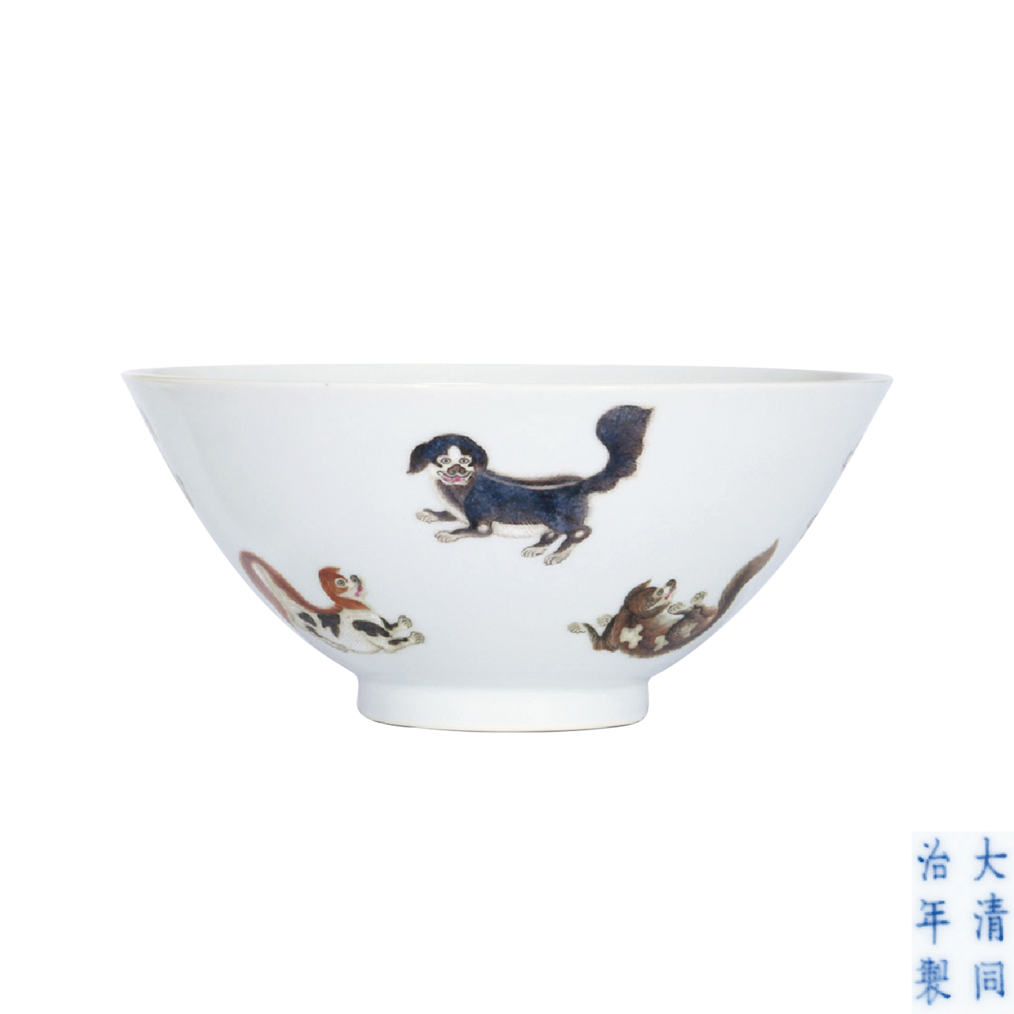 粉彩西洋犬紋碗