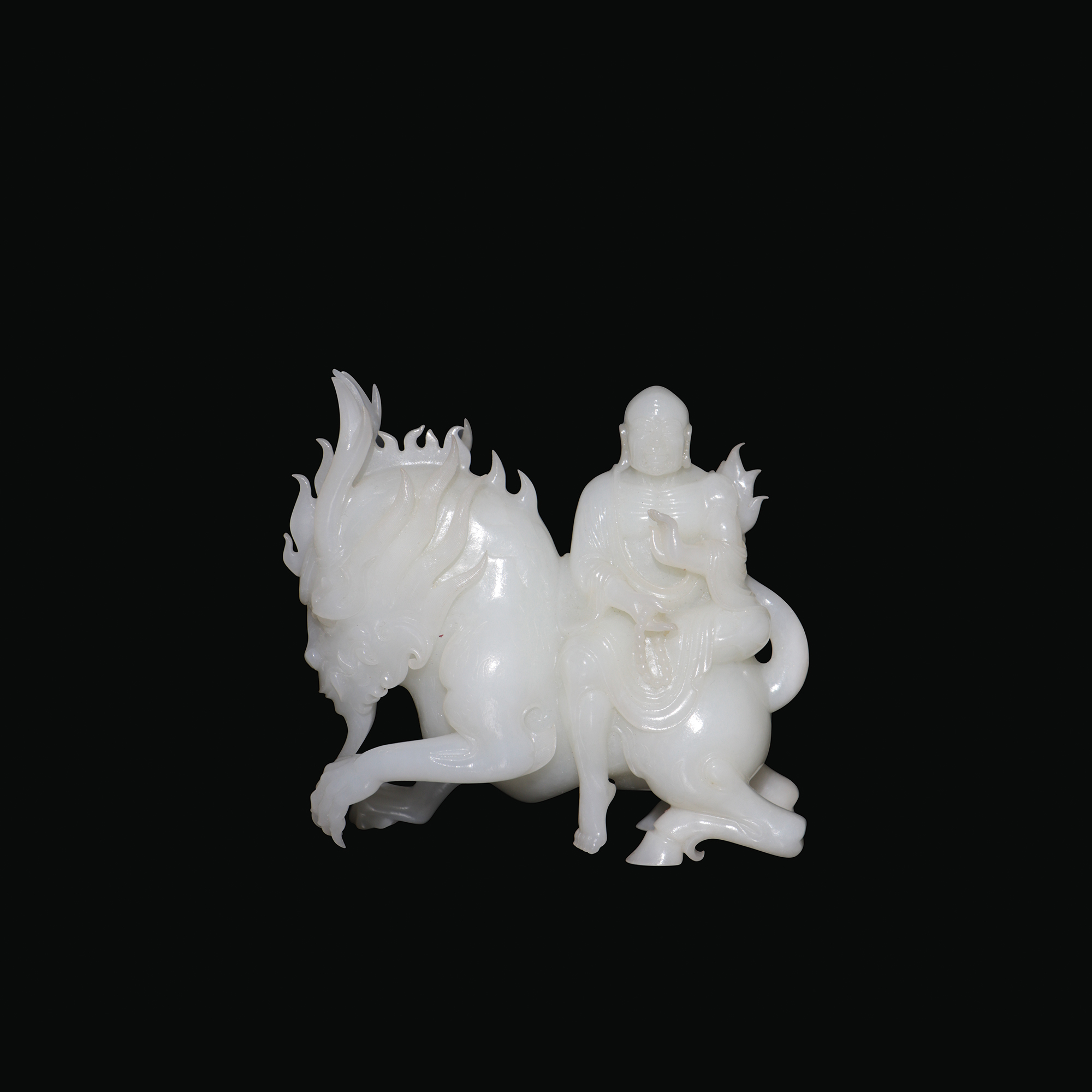 白玉麒麟觀音擺件