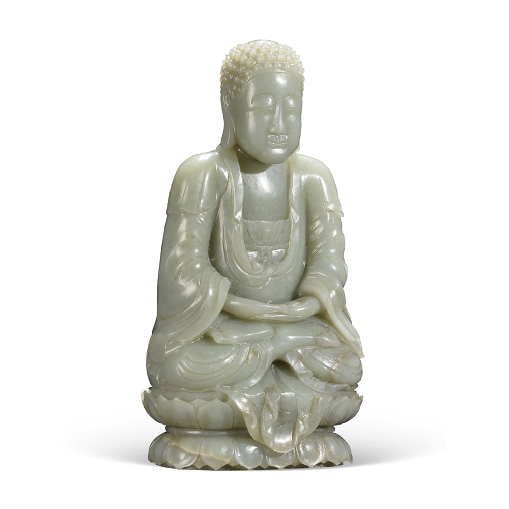 青白玉佛陀坐像