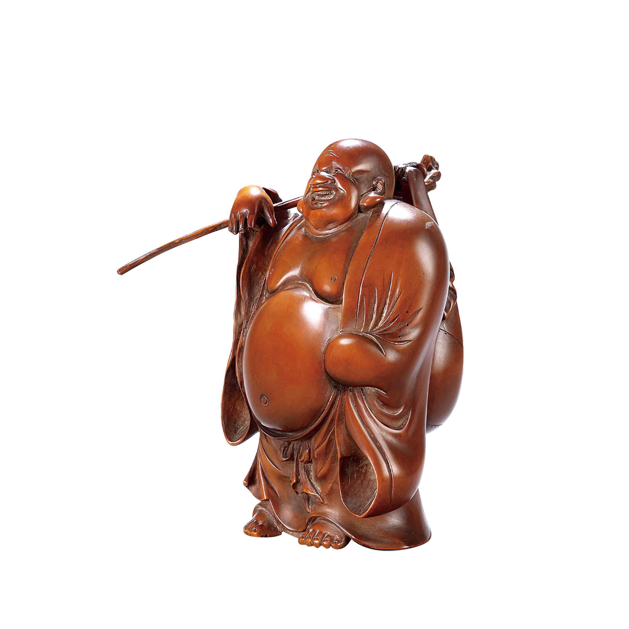 黃楊木雕布袋和尚立像