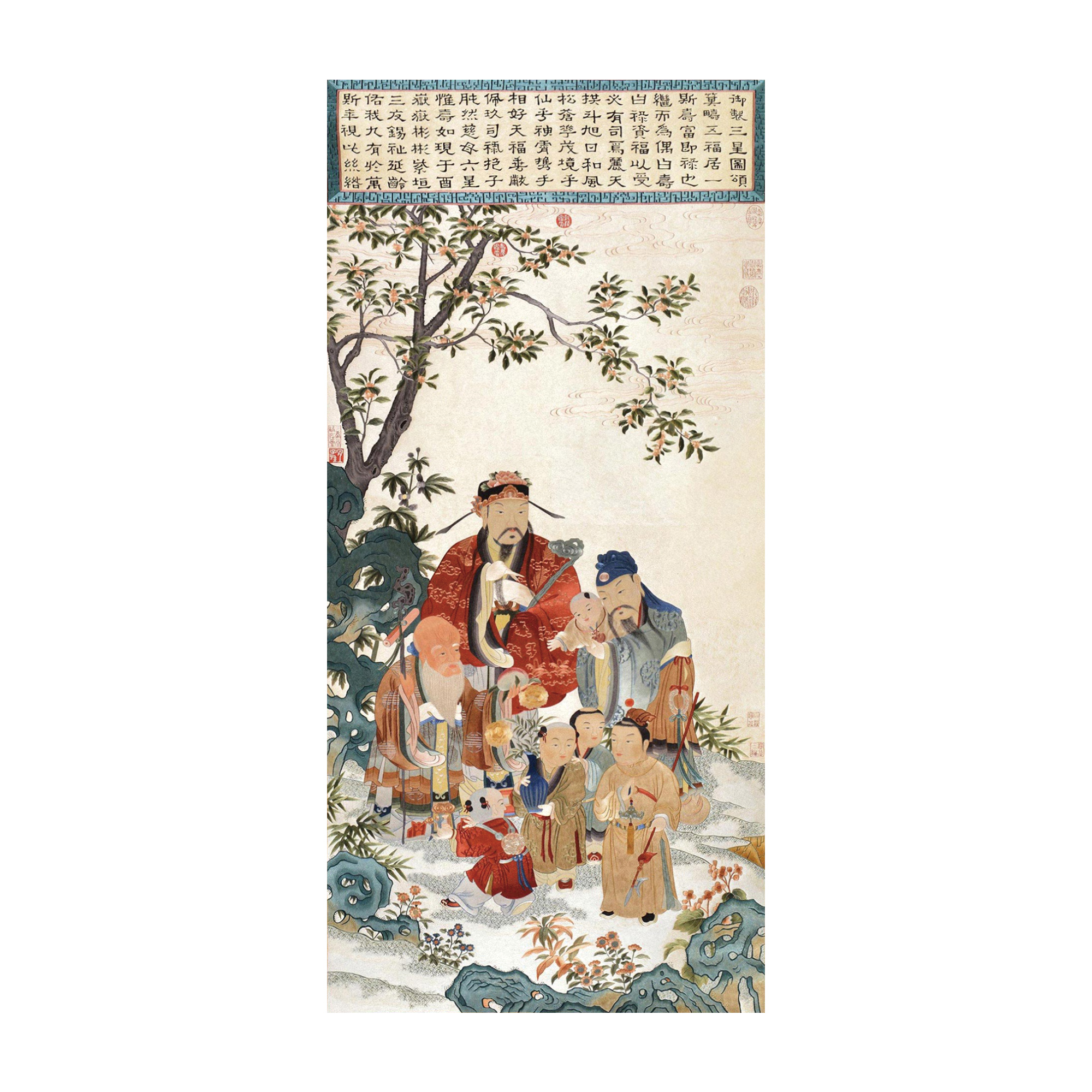 刺繡福祿壽三星掛帳
