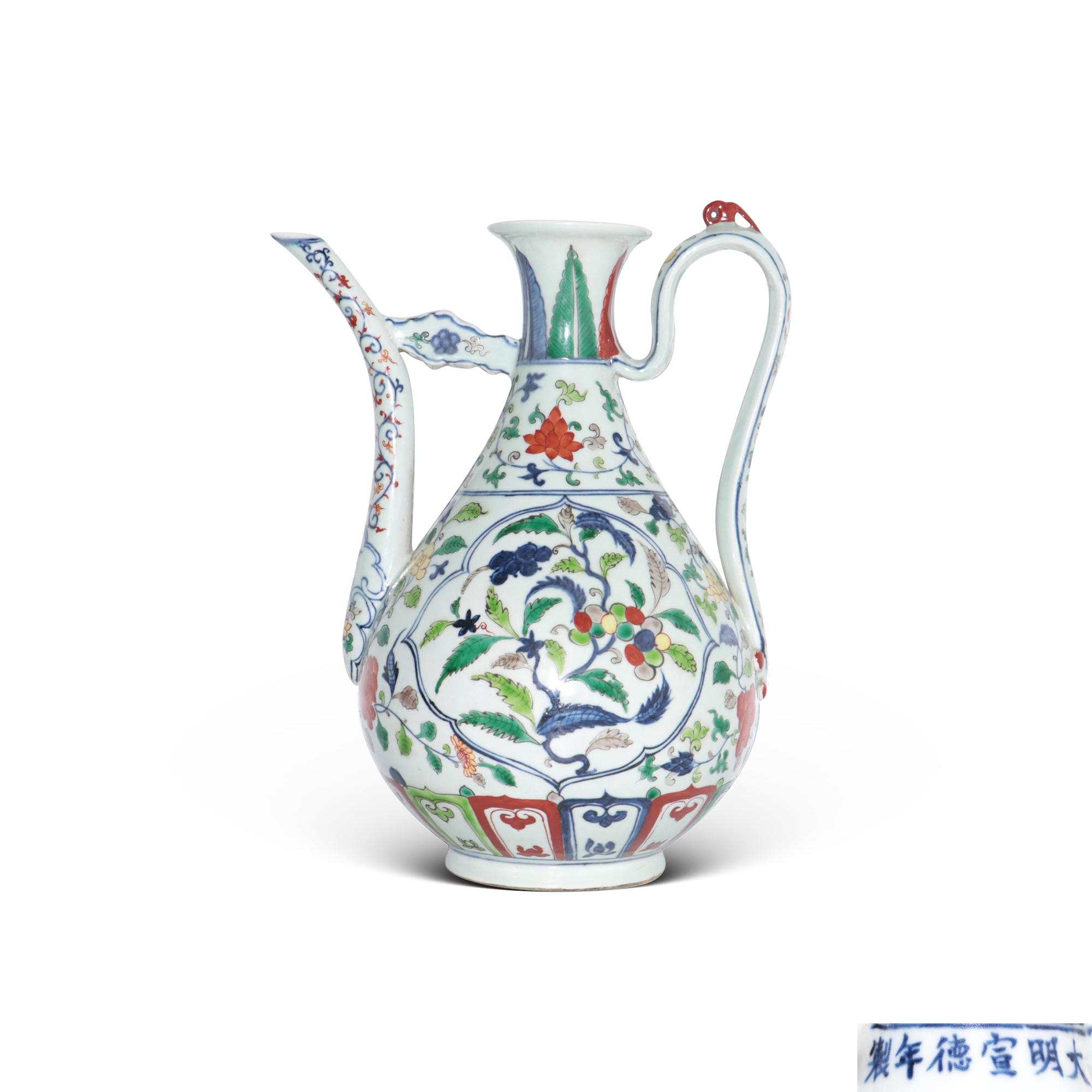 明宣德青花五彩纏枝花卉紋執壺