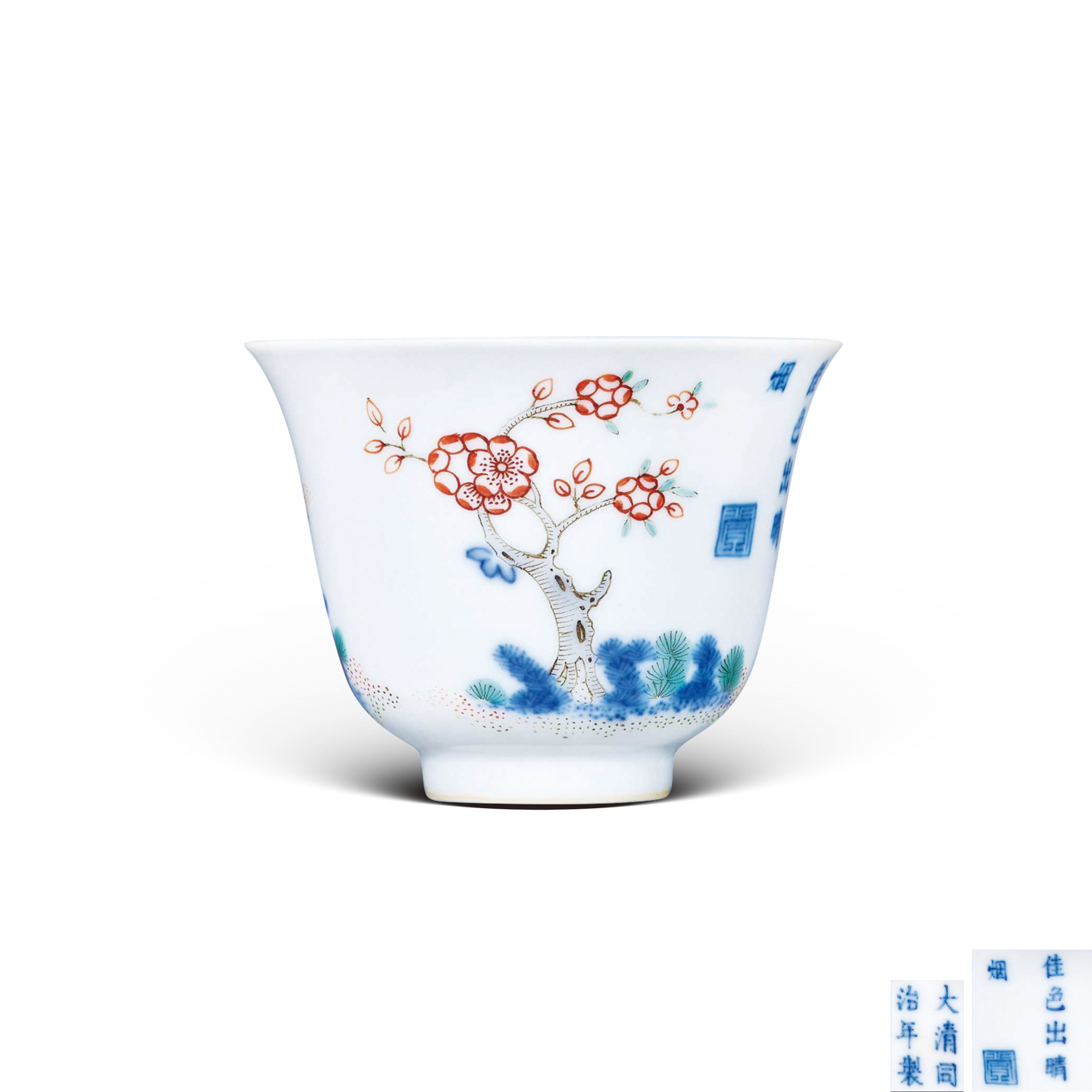 青花五彩“二月杏花”花神杯
