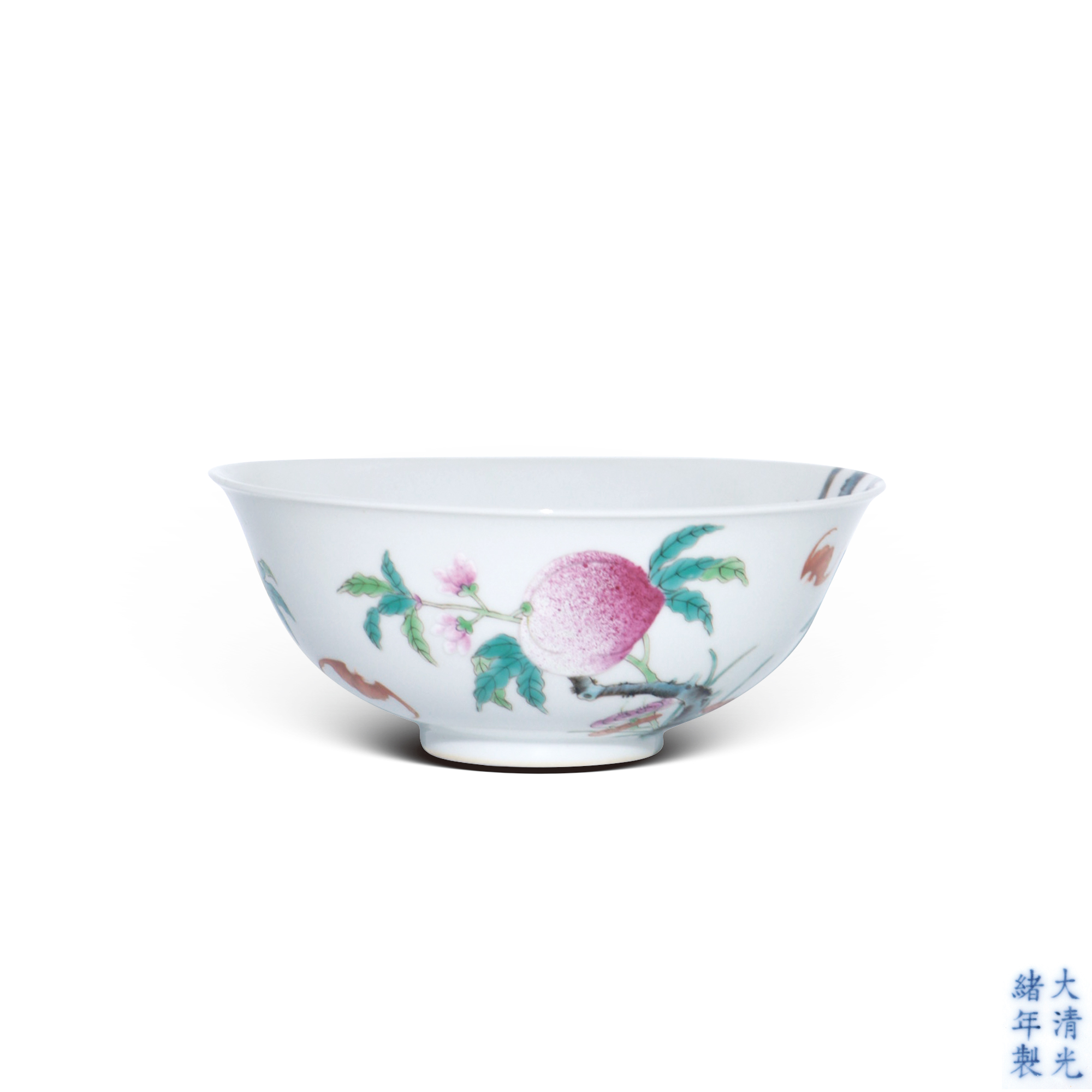 粉彩過枝九桃紋碗