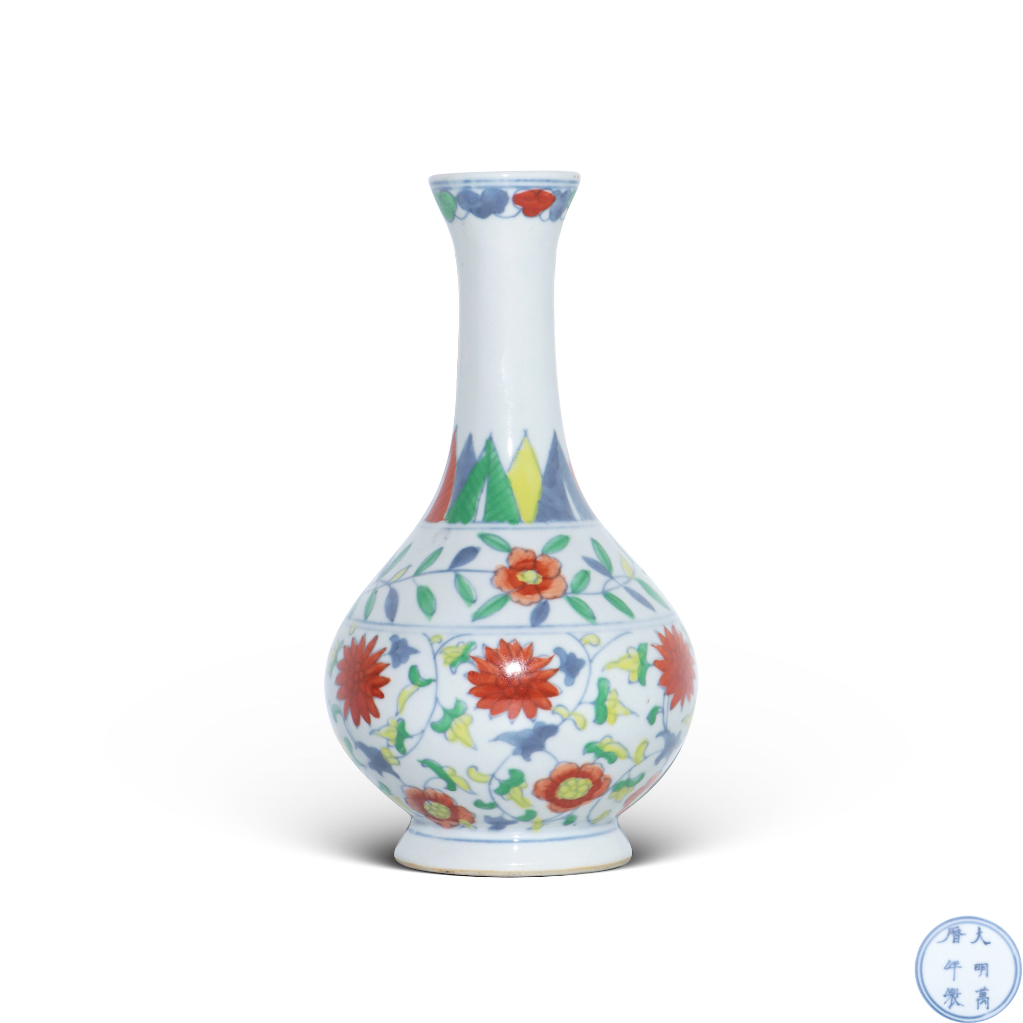 鬥彩纏枝花卉紋長頸膽瓶