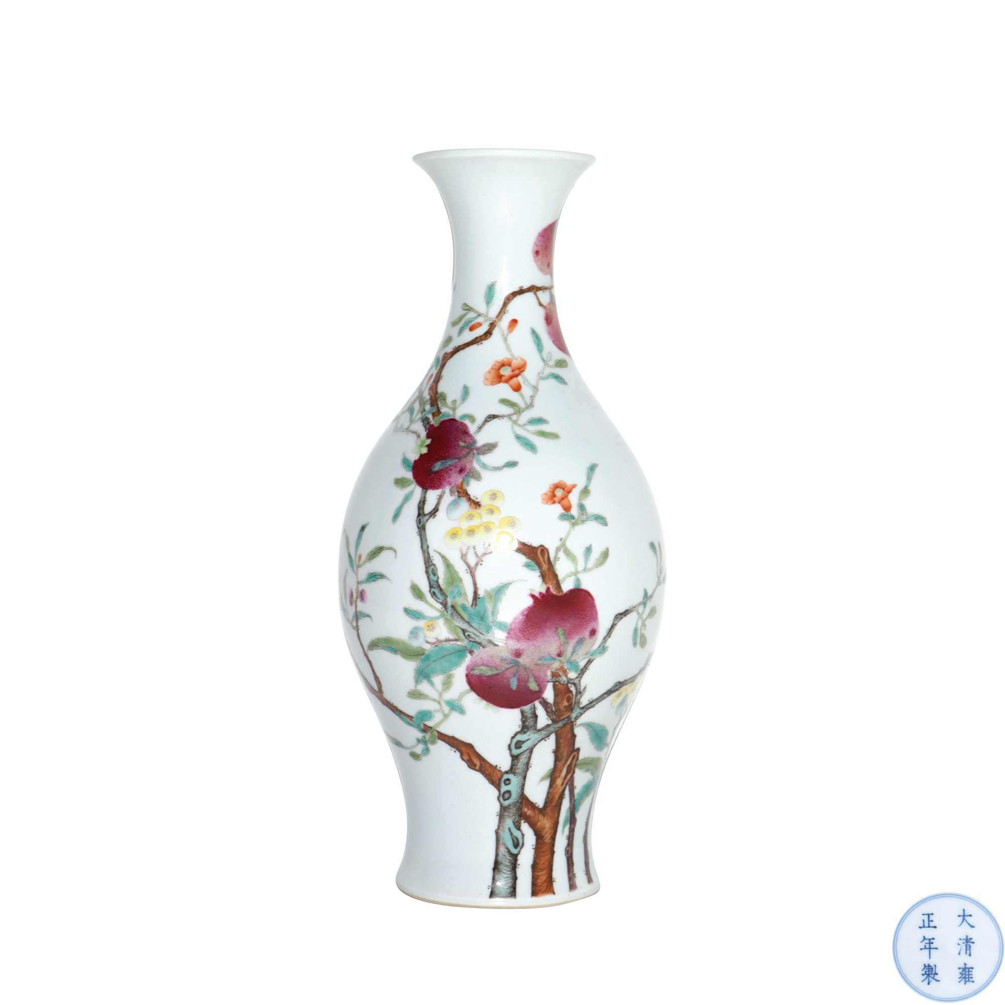 粉彩三多紋橄欖瓶