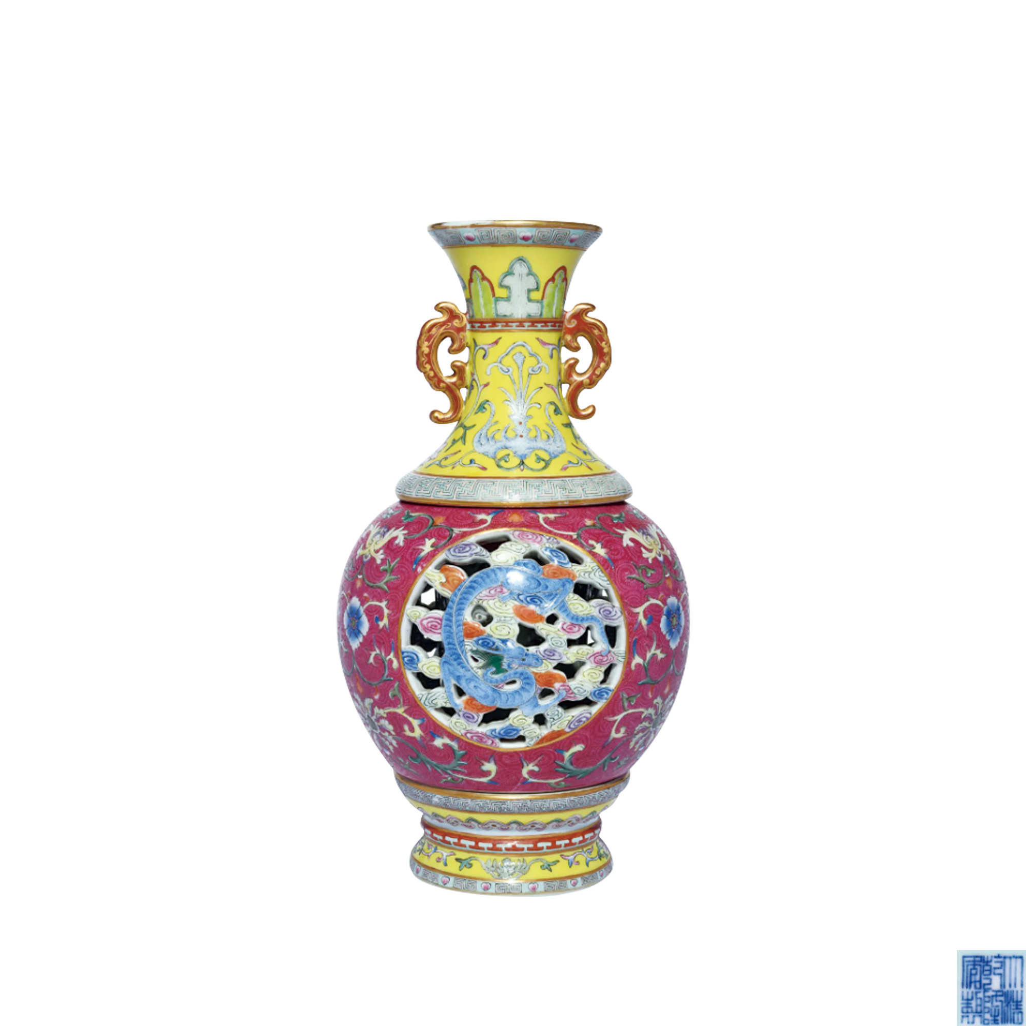 <span style="color:#CC0000;line-height:28px;font-size:14px;"><span style="font-family:SourceHanSansTW-Regular;"><span>粉彩胭脂紅地鏤空雲龍紋轉心瓶</span></span></span><br />
<span style="color:#CC0000;line-height:24px;"><span style="color:#434343;font-family:SourceHanSansTW-Regular;">成交价：</span><span style="font-family:SourceHanSansTW-Regular;"><span>1100000</span></span></span>