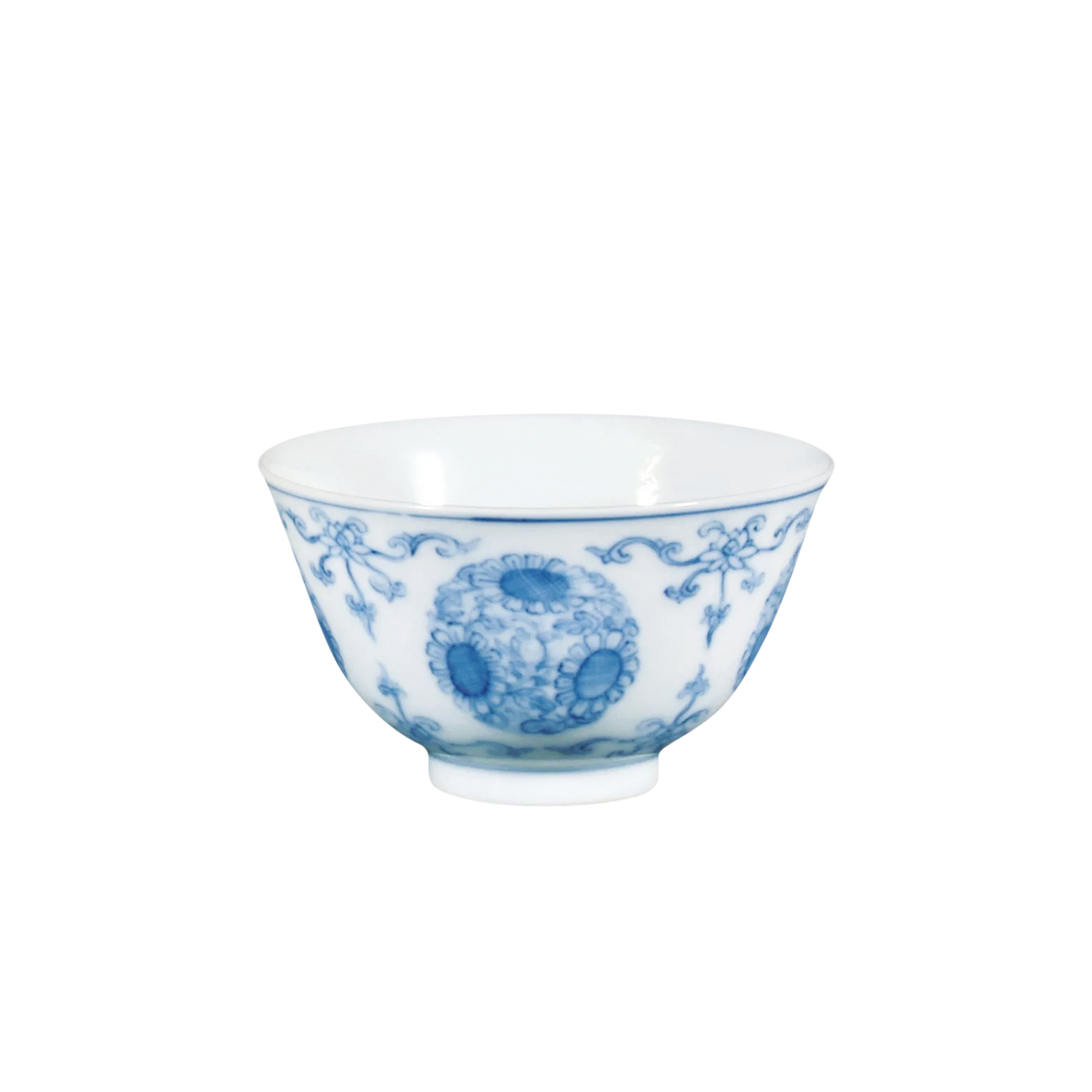 青花淡描團菊花杯