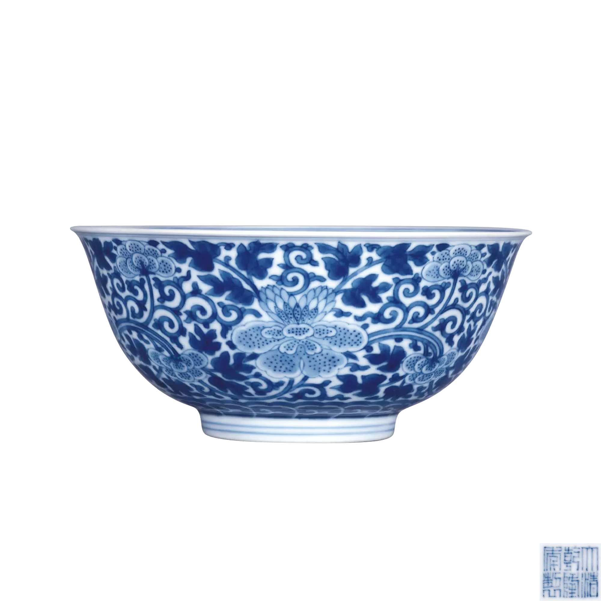 青花纏枝牡丹紋碗