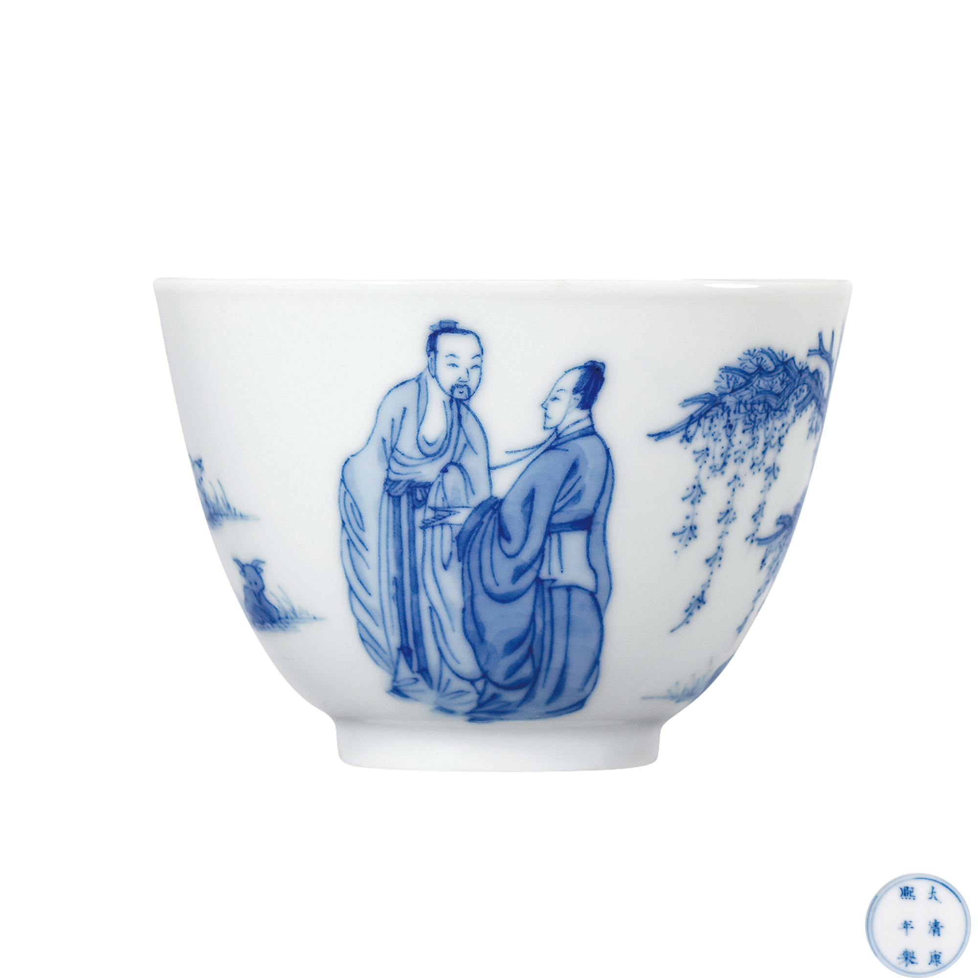 青花叱石成羊圖杯