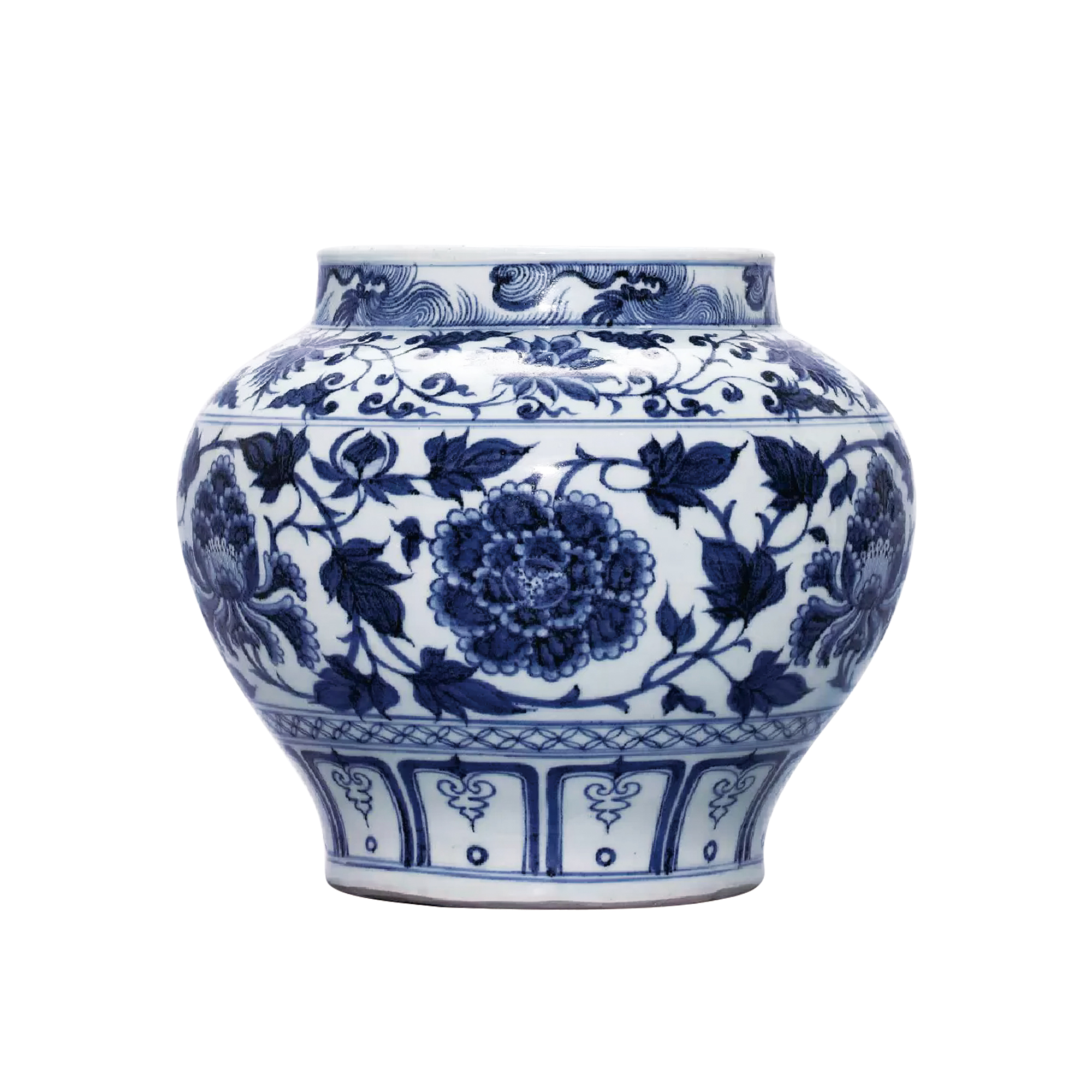 青花纏枝牡丹紋罐