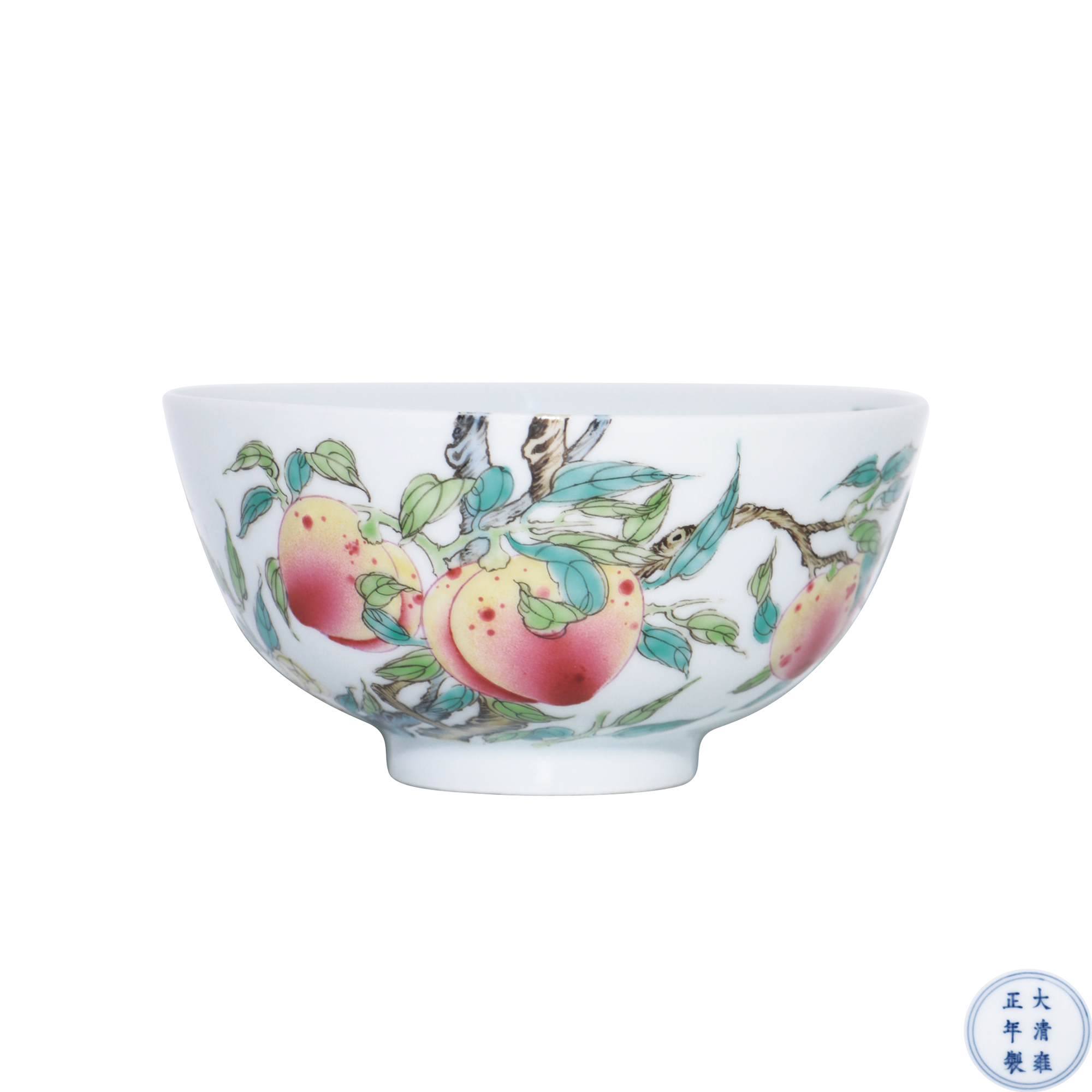 粉彩過枝福壽紋碗