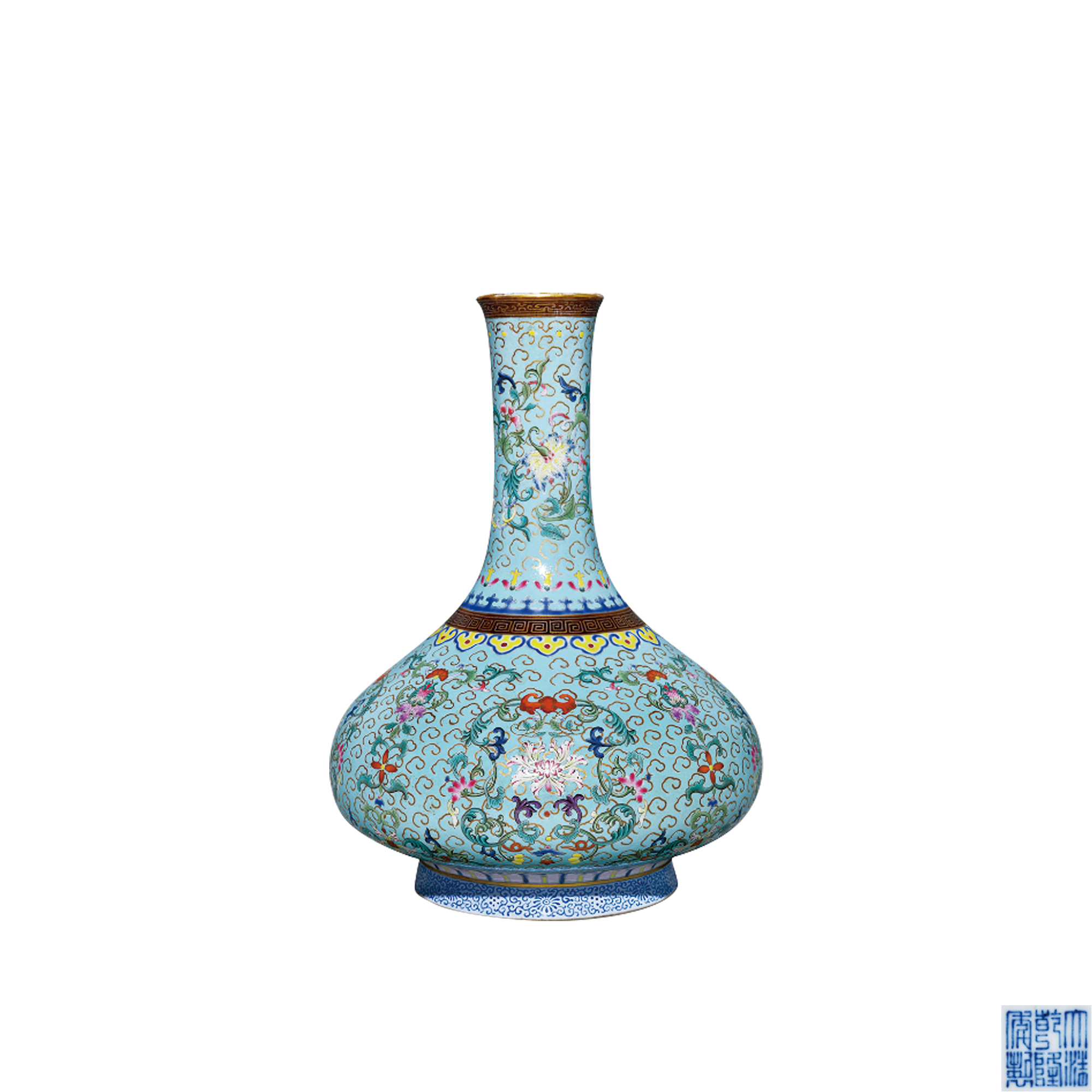 粉彩仿掐絲琺瑯寶相花紋荸薺瓶