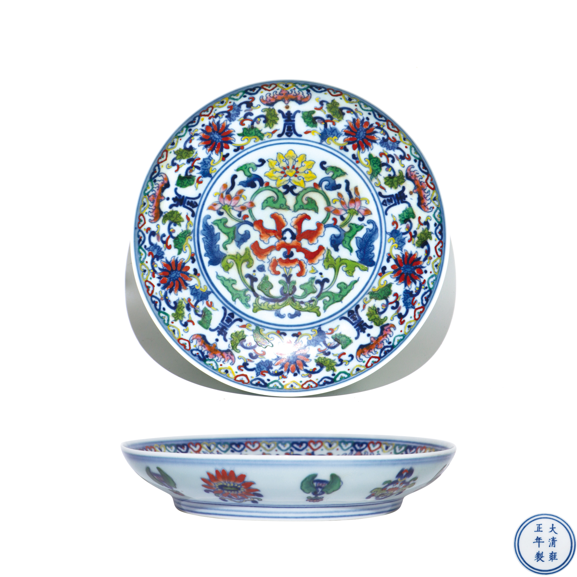 鬥彩纏枝蓮福壽紋盤