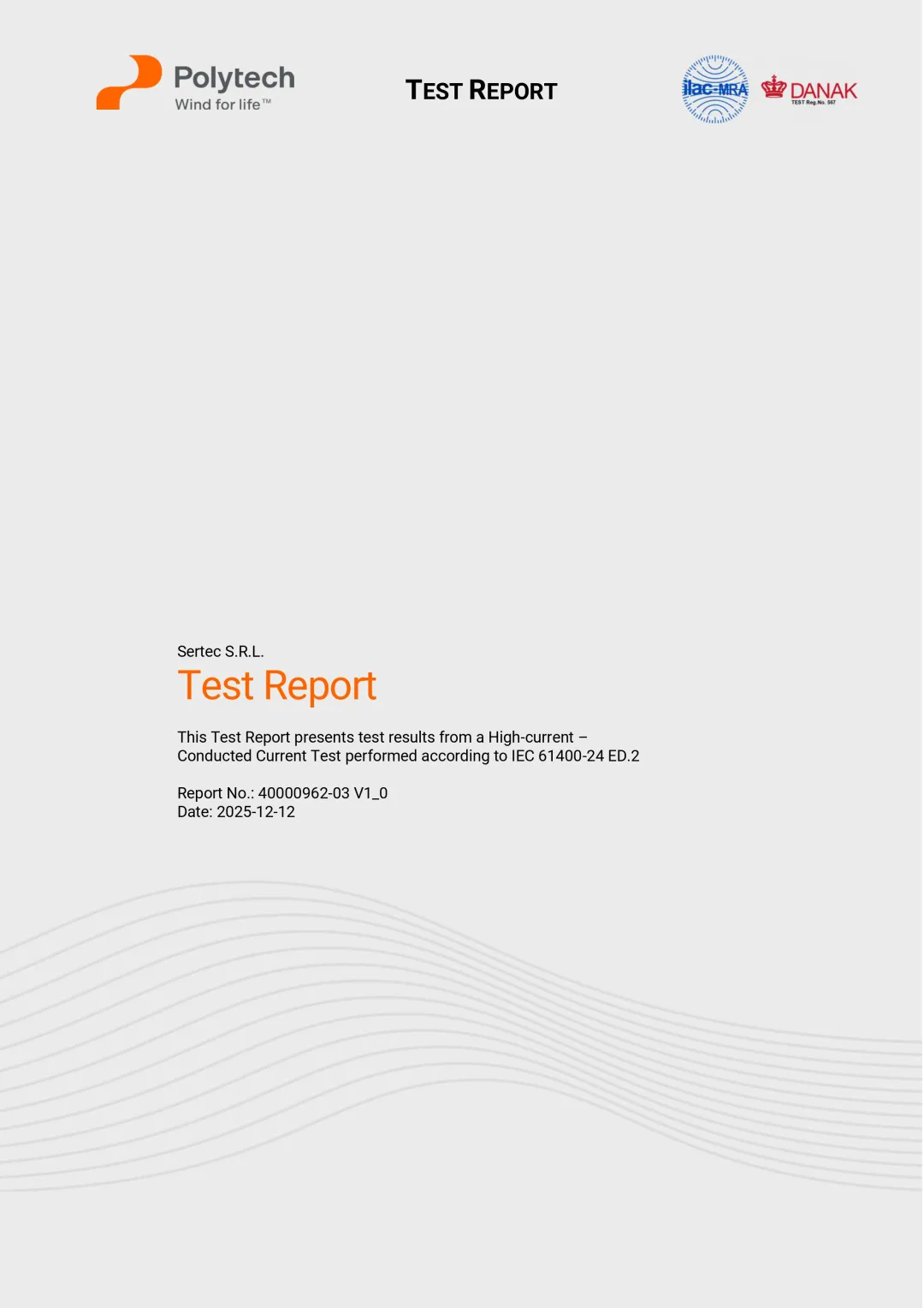 Sertec 风机防雷保护CMCE TWIN MAX通过IEC 61400-24雷电流测试