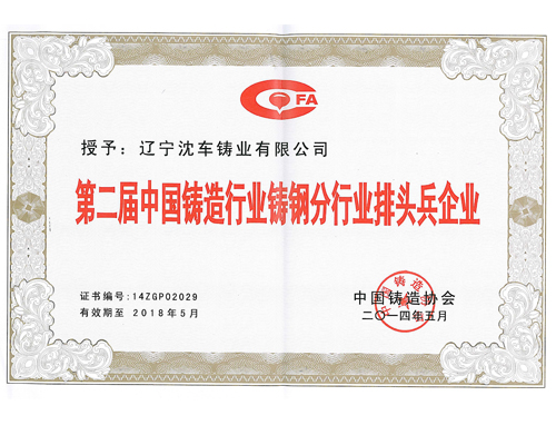 第二屆中國鑄造行業(yè)鑄鋼分行排頭兵