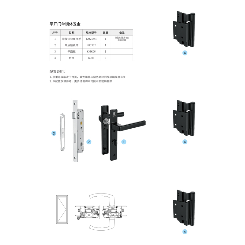 平开门系列-单锁体五金