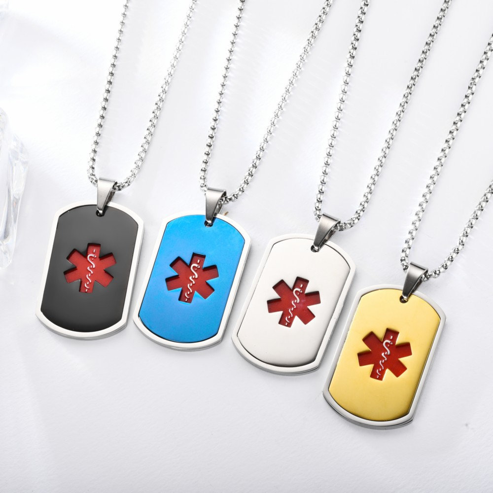 MECYLIFE Two Layers Dog Tag Stainless Steel Medical ID Pendant