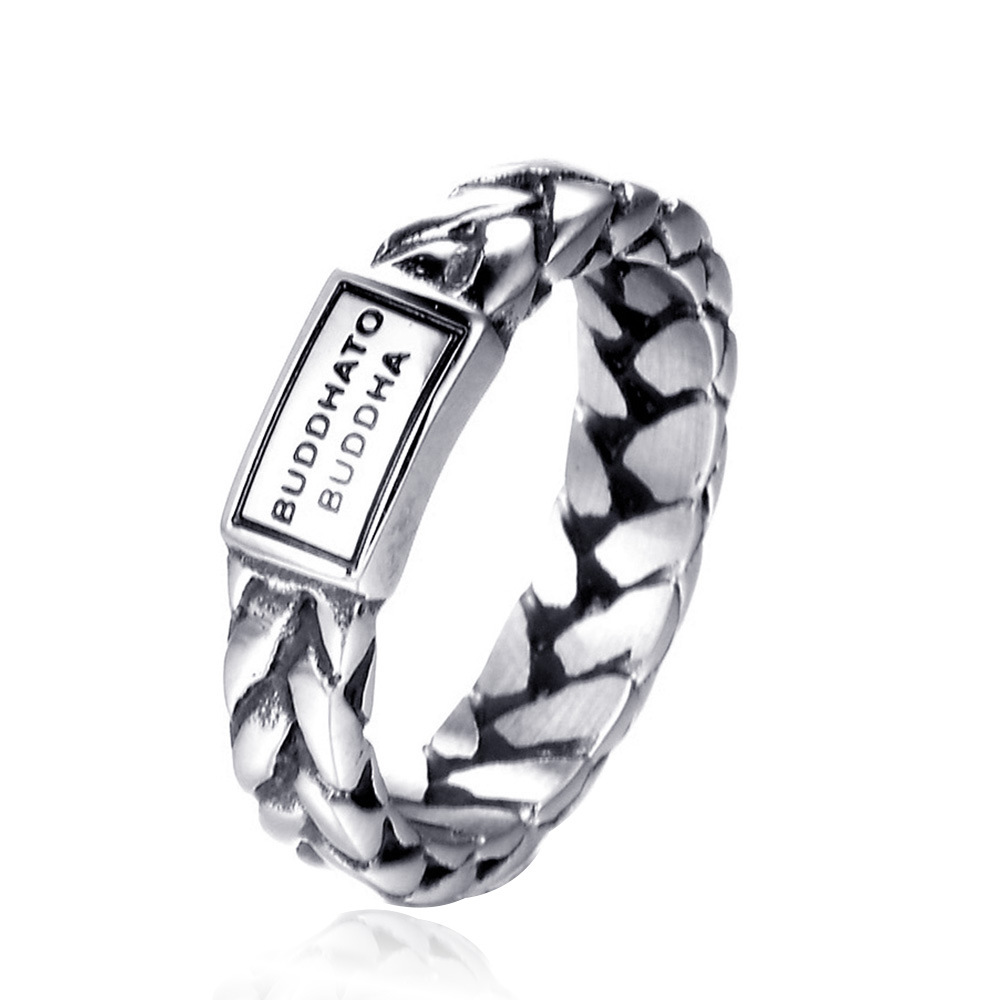 MECYLIFE Stainless Steel Men Ring Buddha Ring