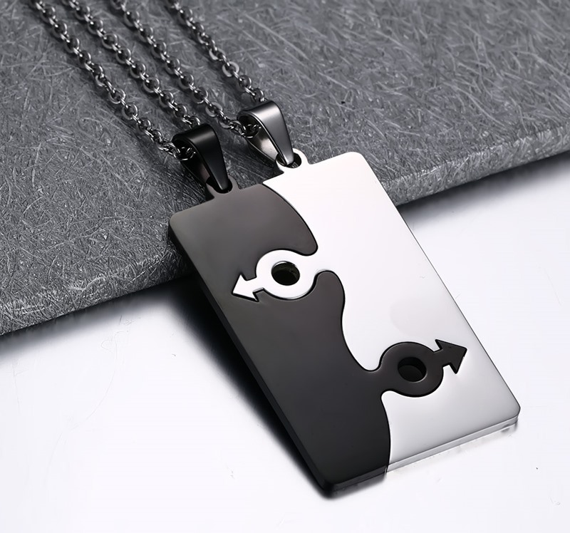 MECYLIFE Puzzle Couple Necklace GAY Pride Necklace