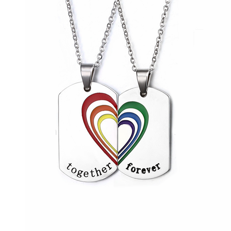 MECYLIFE Gay Pride Couple Pendant Necklace
