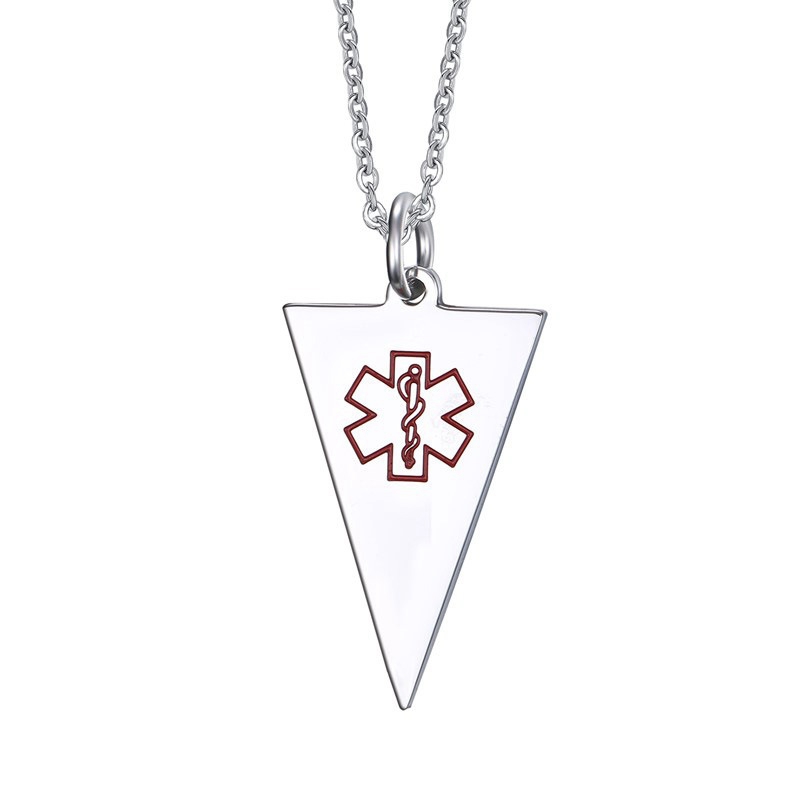 MECYLIFE Women's Triangle Necklace Medical Symbol ID Necklace