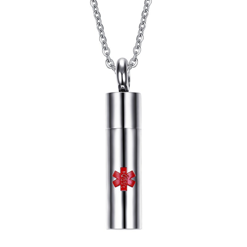 MECYLIFE Stainless Steel Perfume Bottle Urn Pendant Medical ID Pendant
