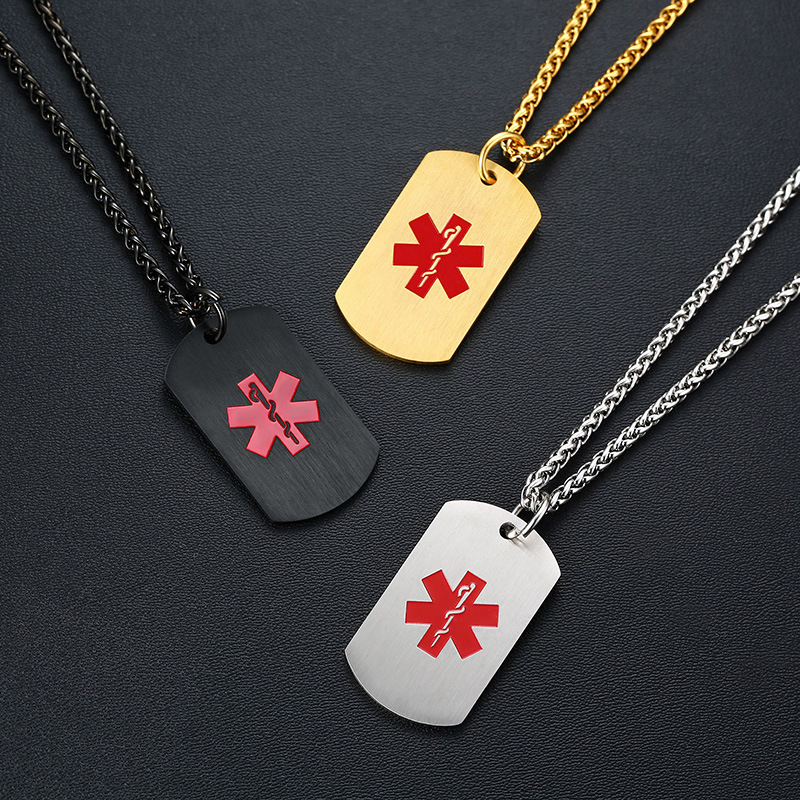 MECYLIFE Stainless Steel Dog Tag Star of Life Medical ID Pendant Necklace