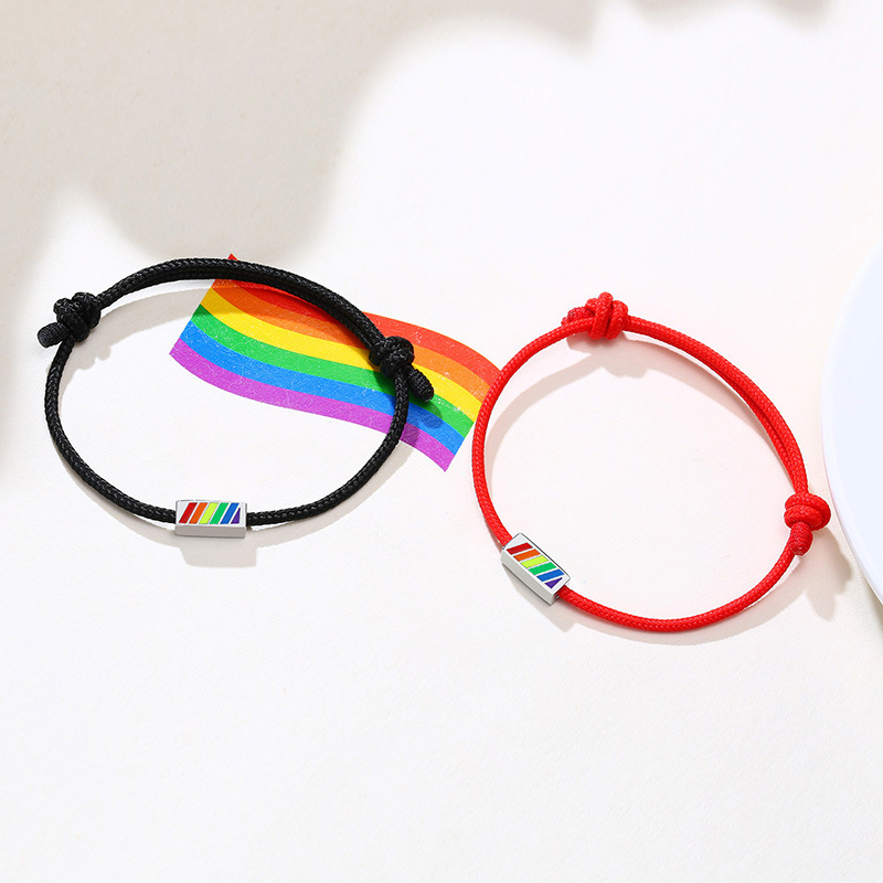 MECYLIFE Adjustable Rope Rainbow Tag Gay Bracelet