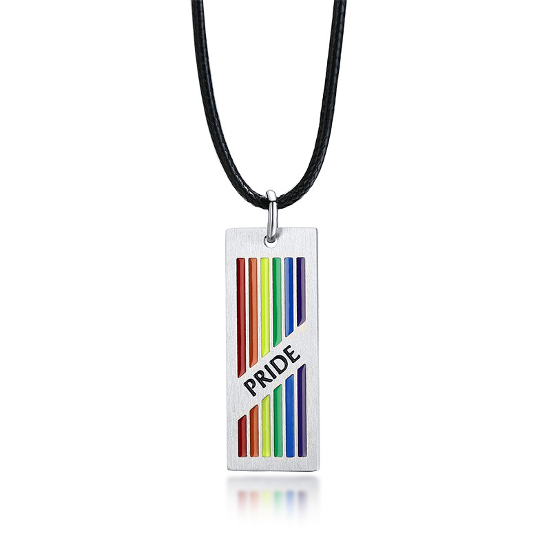 MECYLIFE GAY Pride Pendant Necklace Stainless Steel