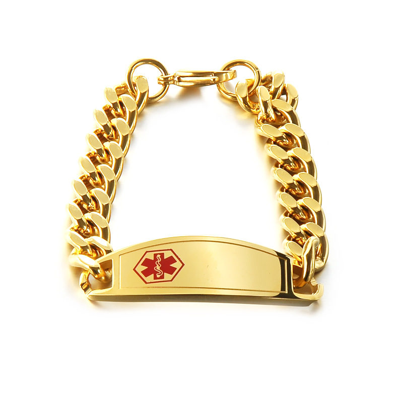 MECYLIFE Gold Cuban Bracelet Medical ID Bracelet