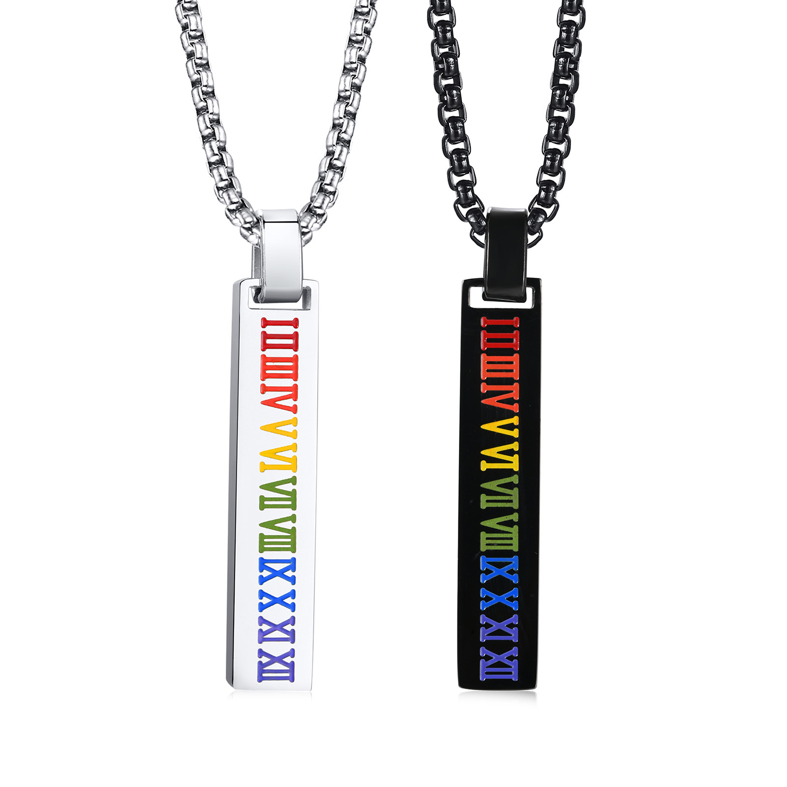 MECYLIFE Rod Necklace Rainbow Roman Numerals GAY Necklace