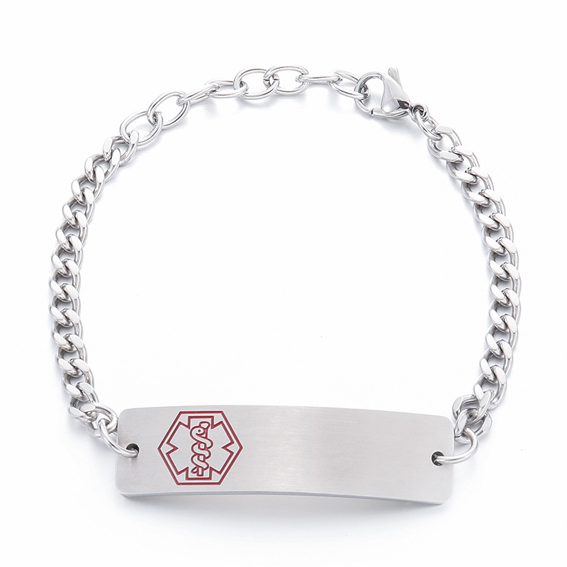 MECYLIFE Bent Bar Medical ID Bracelet for MEN