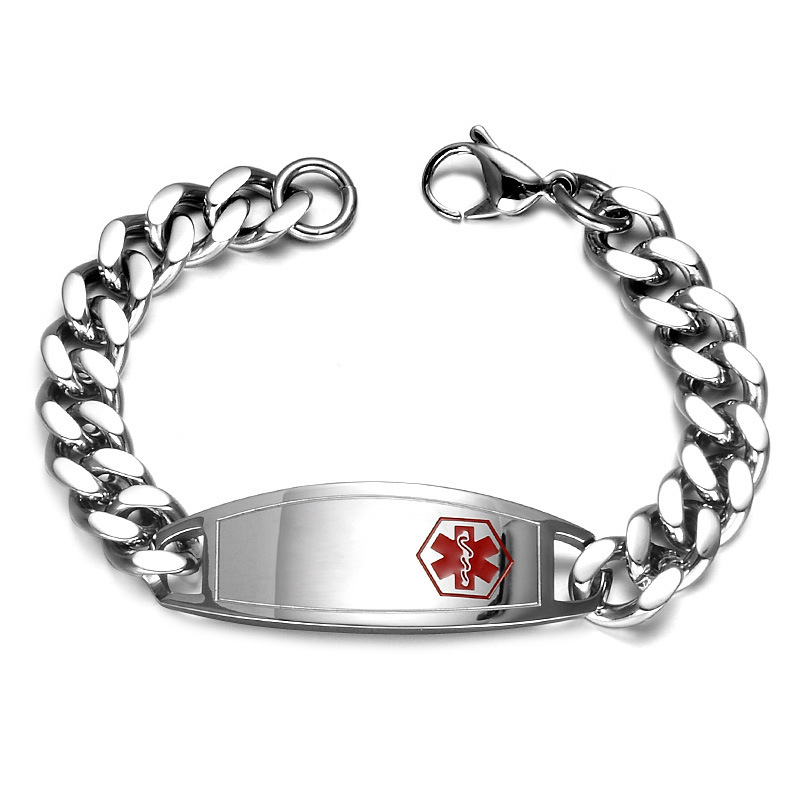 MECYLIFE Cuban Link Chain for Men Medical ID Bracelet