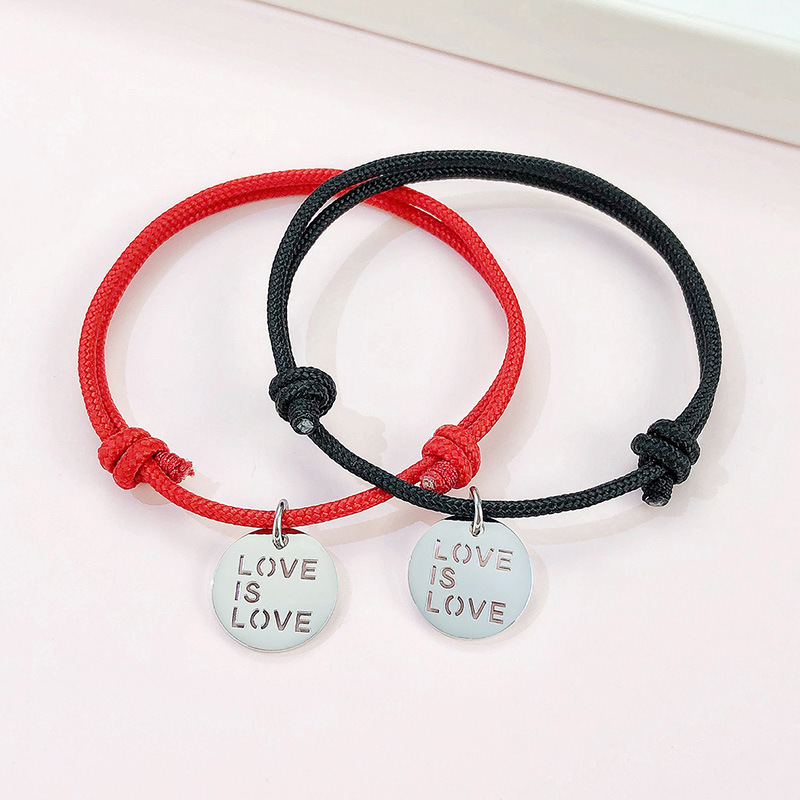 MECYLIFE Gay Pride Round Tag Love Is Love Bracelet