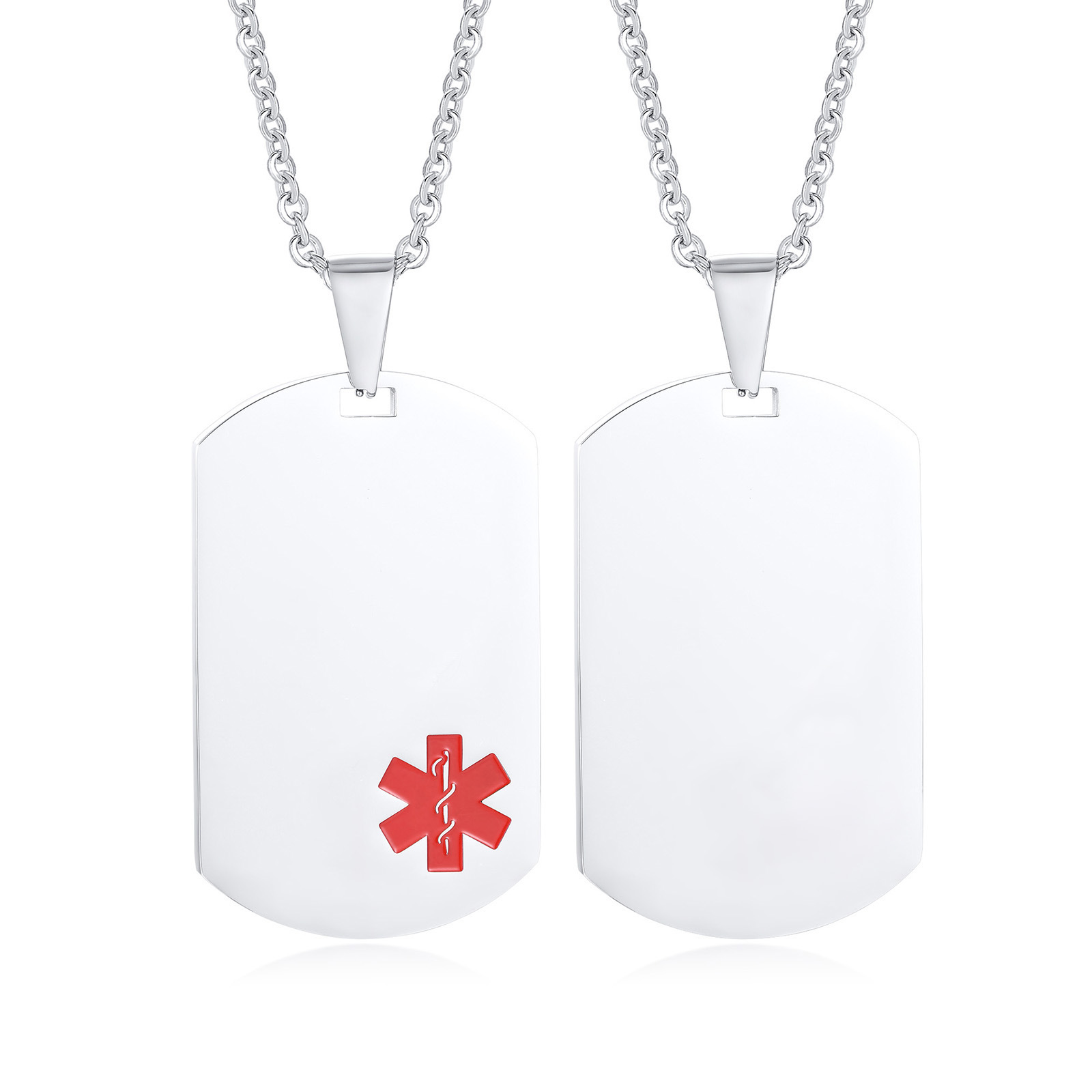 MECYLIFE Stainless Steel Medical ID Alert Symbol Dog Tag Pendant