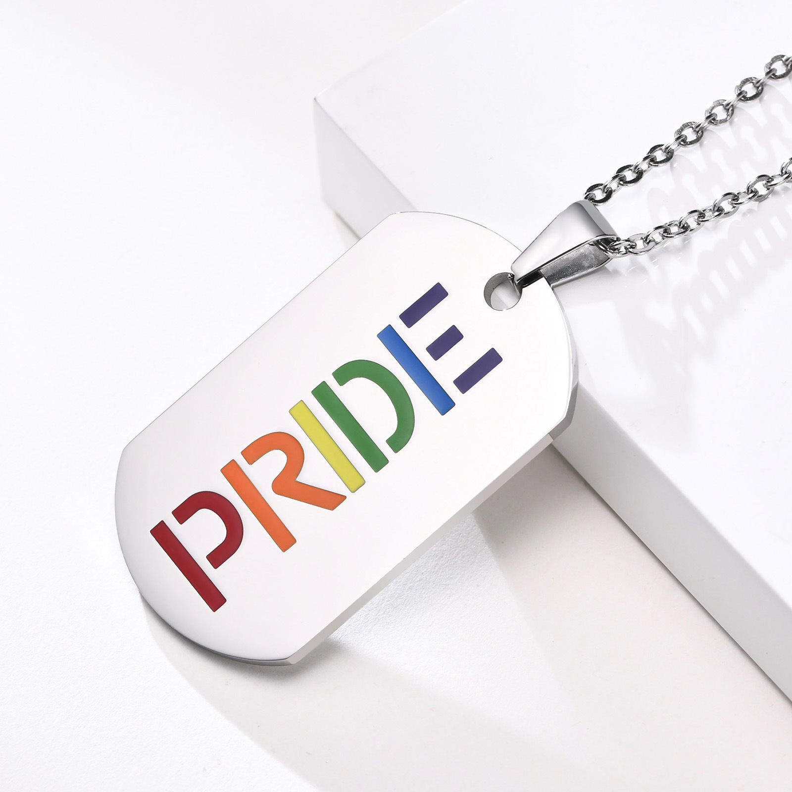 MECYLIFE GAY Pride Dog Tag Pendant Necklace