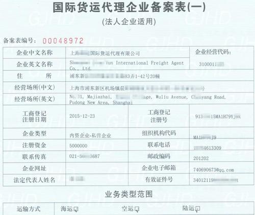 国际货运代理企业备案 国际货运代理企业备案