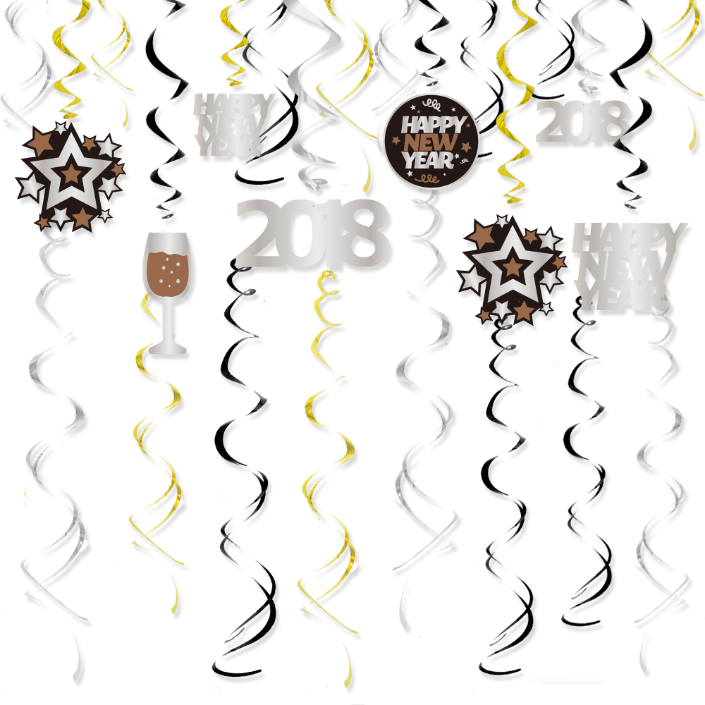 Gold and Silver Rocking New year Party Hanging Swirl Decorations