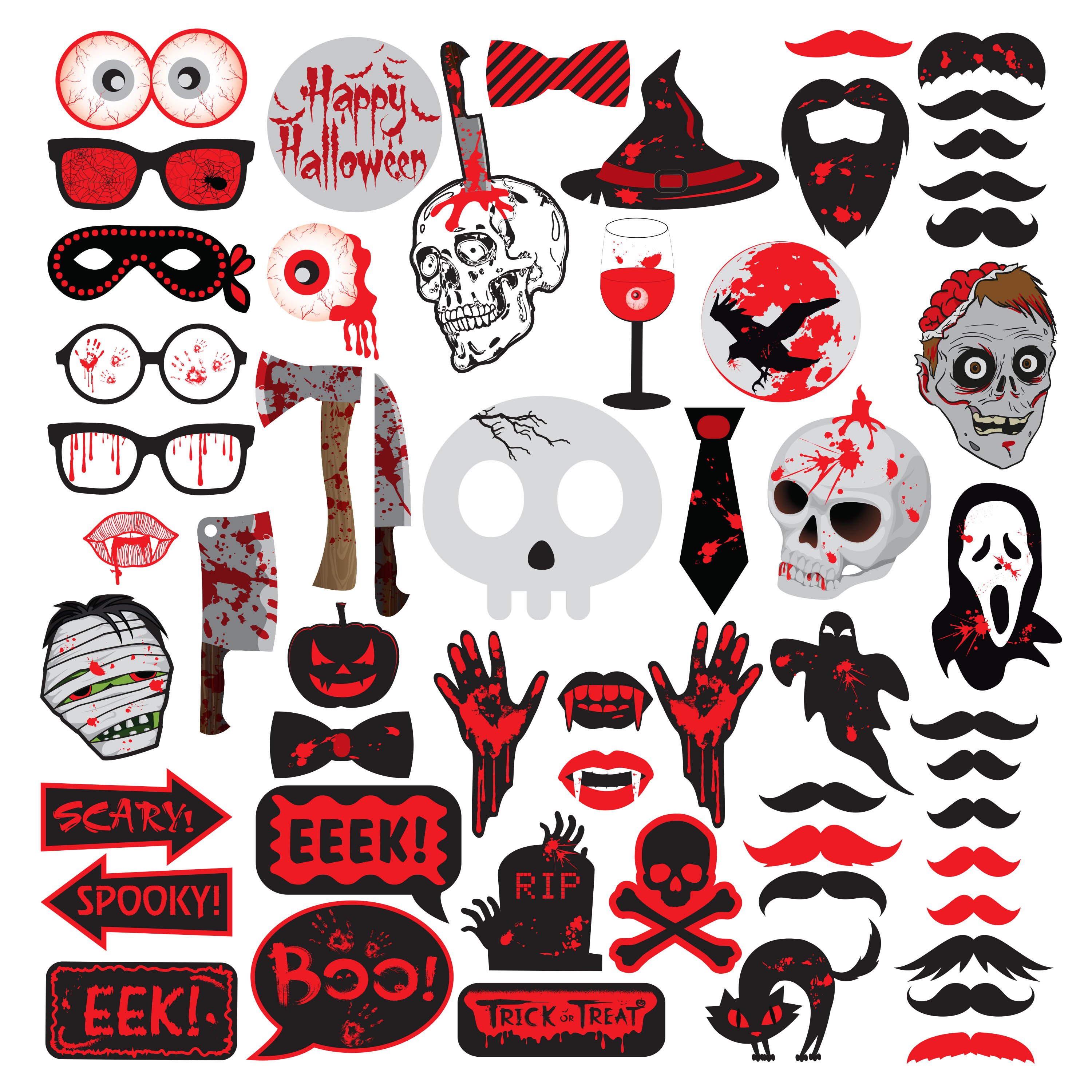 55PCS Photo Booth Props For Halloween Party Favors