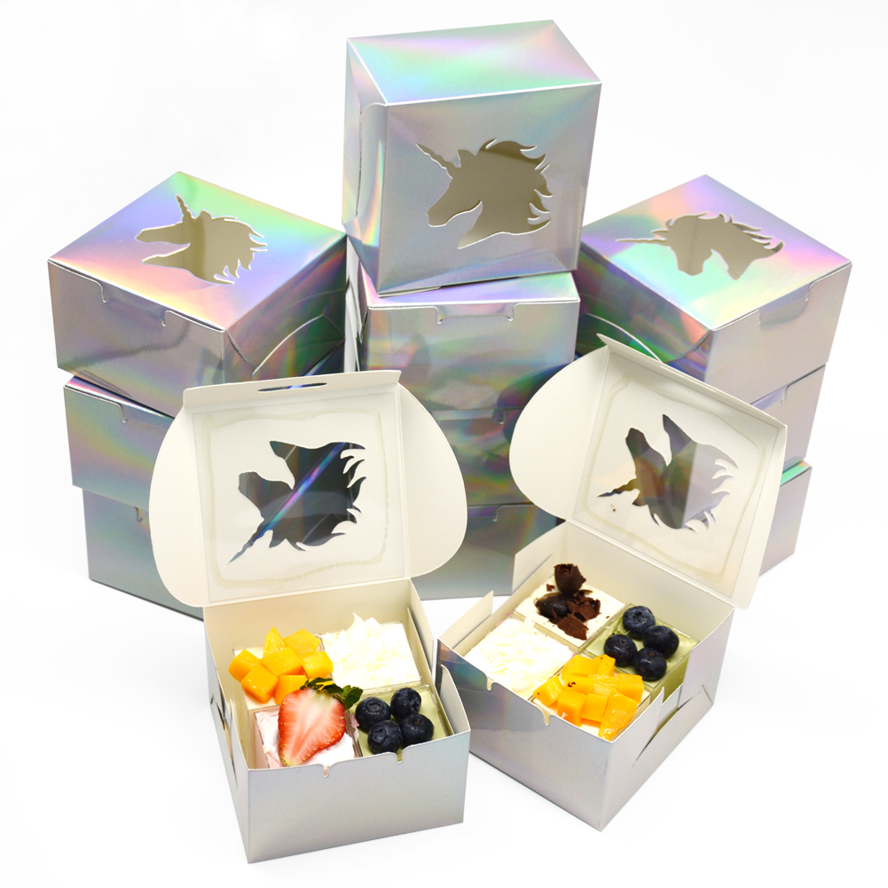 Unicorn themed colorful cake box