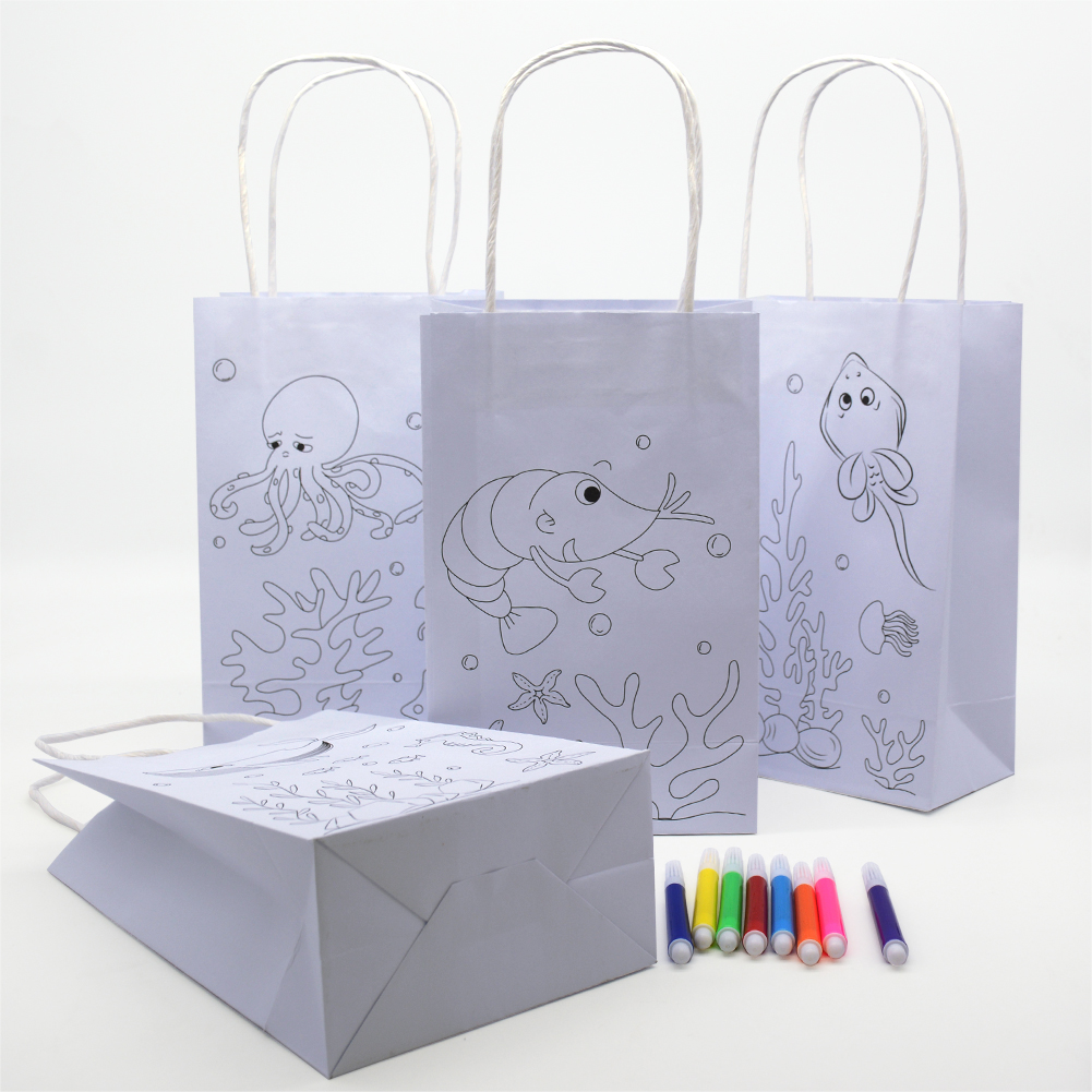 Ocean themed graffiti paper bag