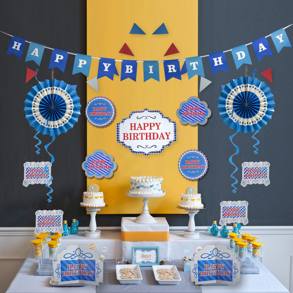 Blue birthday party decoration kit
